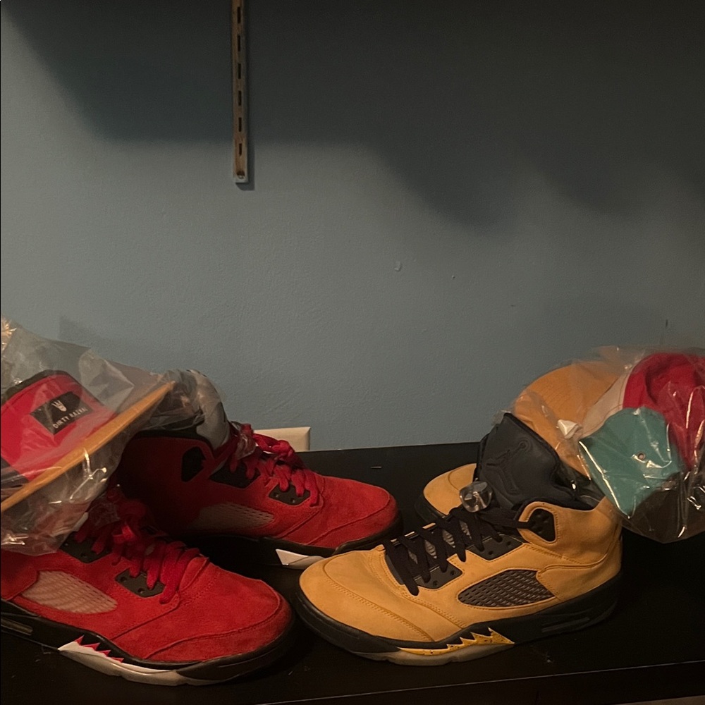 Jordan Red and Yellow Sneakers